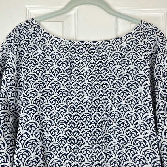 Talbots Plus Cotton Split Neck Pintuck Blouse Top Scallop Tile Print Sz 2X - Picture 8 of 8
